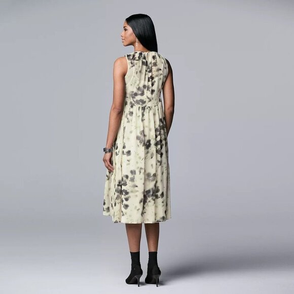 SIMPLY Vera Vera Wang Shirred Waist Midi Dress Camo - Picture 3 of 7